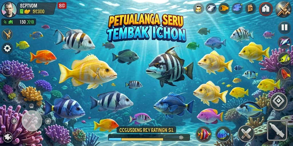 Tangkapan screenshot gameplay 8ID yang penuh aksi Tembak Ikan.