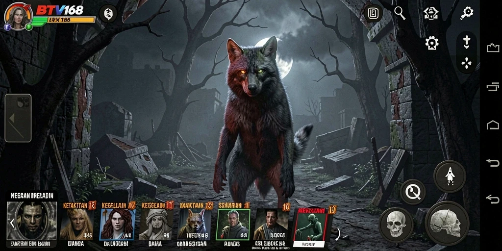 Screenshot gameplay BTV168 yang menampilkan suasana mencekam dan misterius.