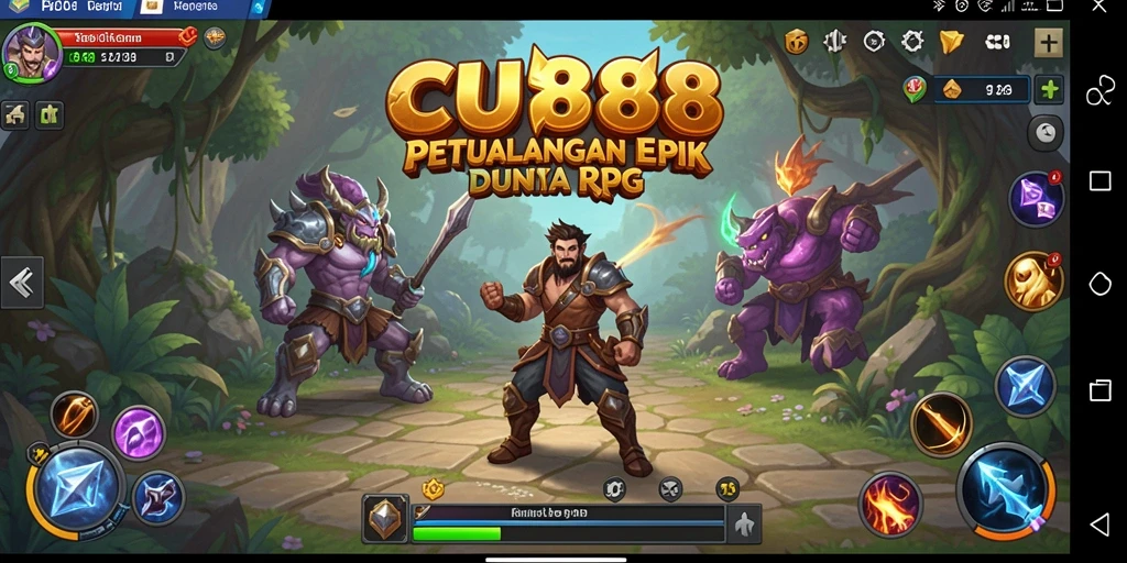 Screenshot CU888 menampilkan aksi pertarungan seru dalam RPG.
