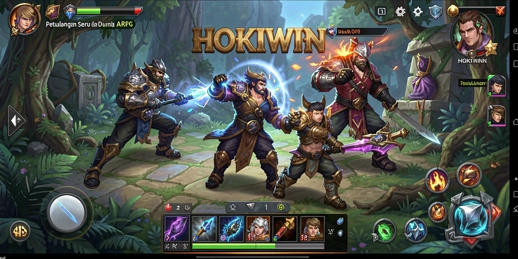 Gameplay HOKIWIN yang penuh aksi dan petualangan.