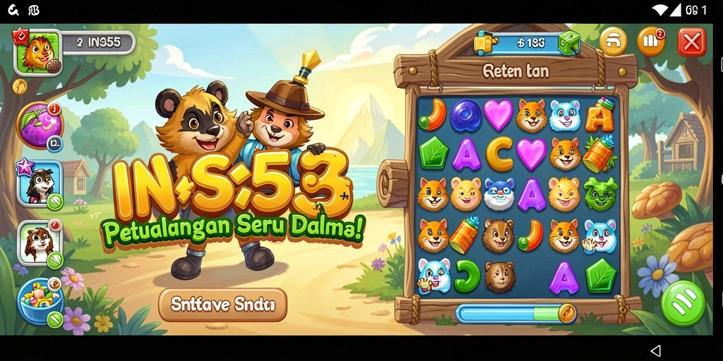 Screenshot INS55 menampilkan aksi seru permainan Match-3.