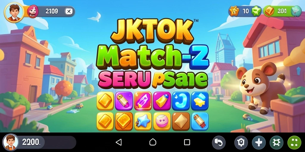 Screenshot gameplay JKTOK yang menunjukkan keseruan mencocokkan elemen.