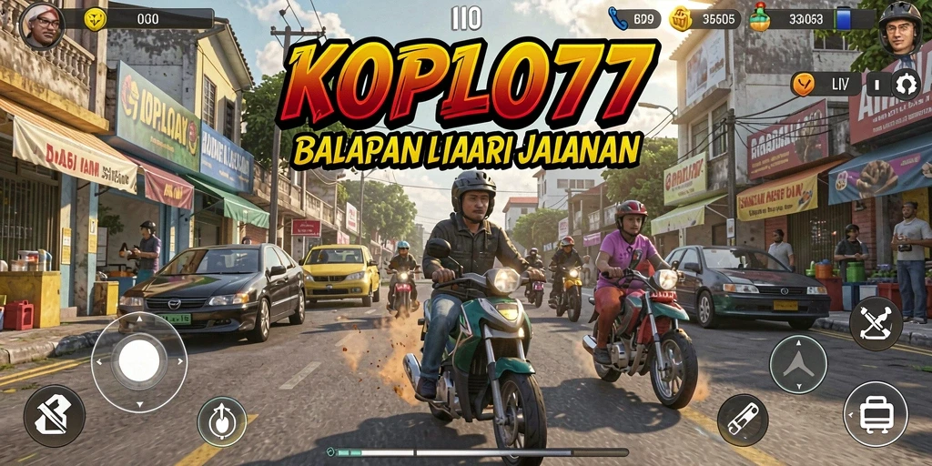 Gameplay KOPLO77 menampilkan balapan mobil yang mendebarkan.
