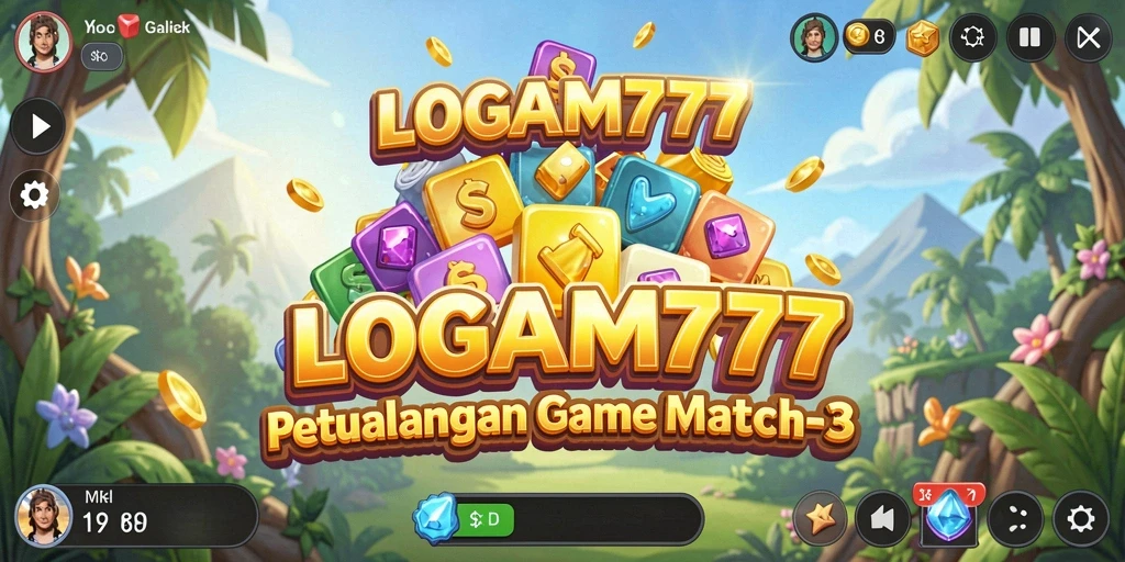 Tampilan screenshot LOGAM777 dengan gameplay Match-3 yang seru.