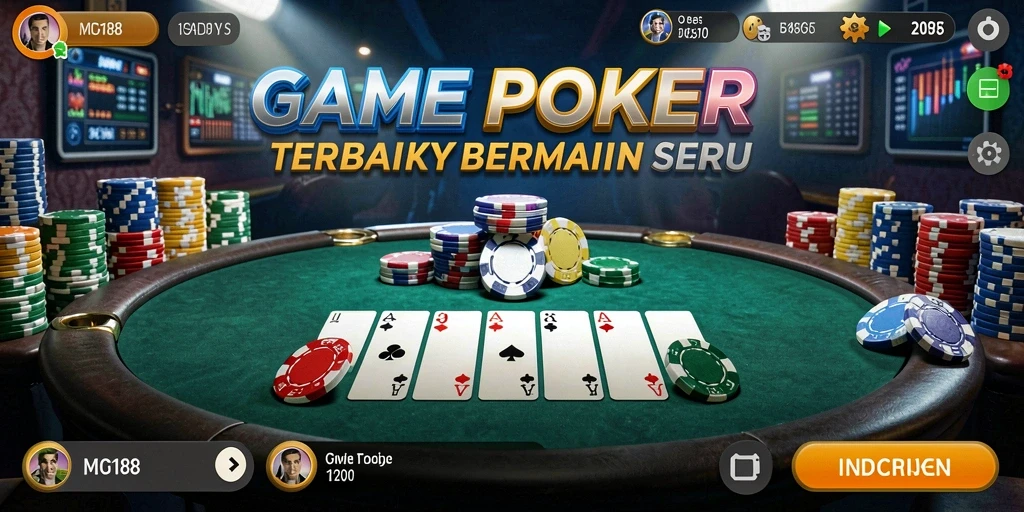 Tampilan antarmuka permainan Poker di MDG188 yang menarik dan interaktif.