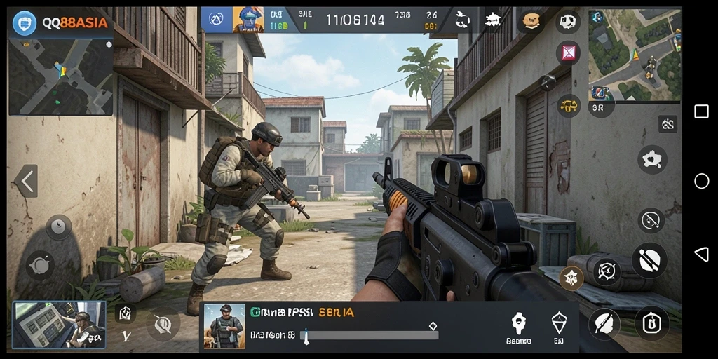 Tangkapan layar gameplay QQ88ASIA menampilkan aksi tembak-menembak yang mendebarkan.
