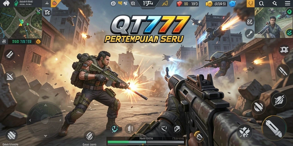Screenshot gameplay QT777 menampilkan aksi pertempuran yang mendebarkan.