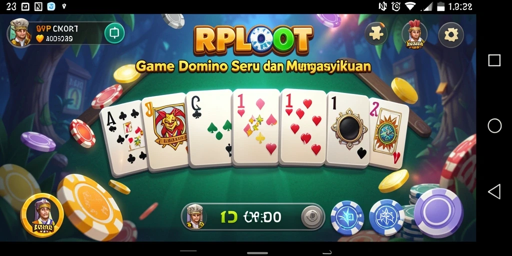 Tampilan gameplay seru dari RPLOOT dengan kartu domino.