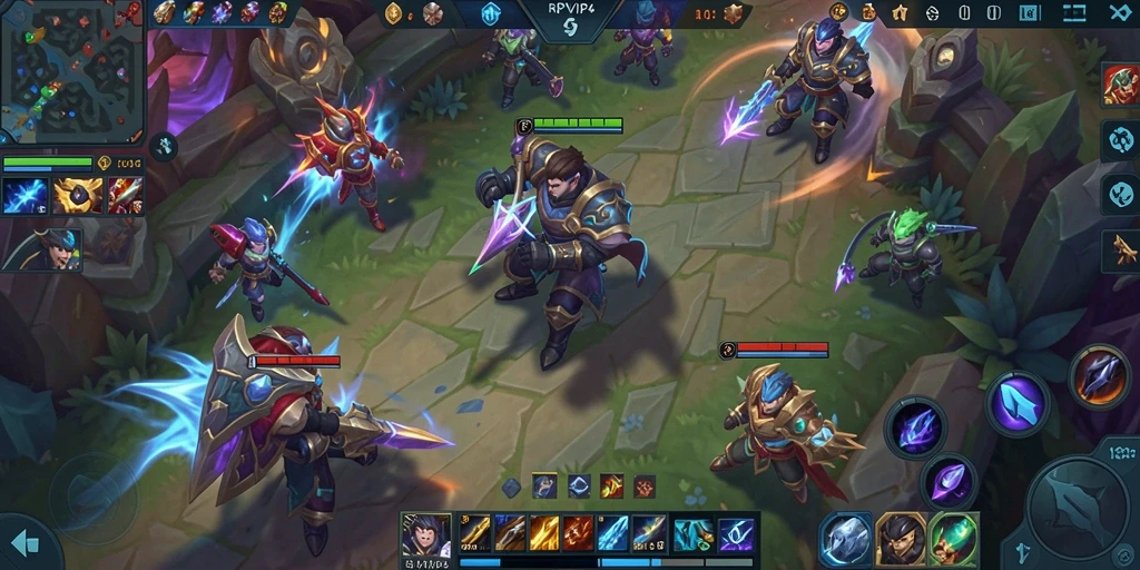 Tampilan gameplay RPVIP4 dengan aksi seru di arena MOBA.