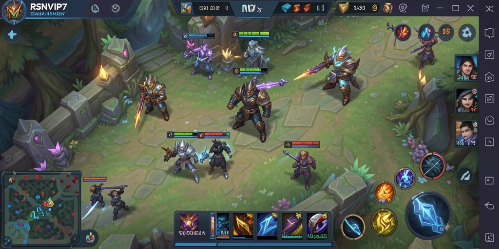 Gameplay seru RSNVIP7 dengan karakter unik dalam pertempuran strategis.