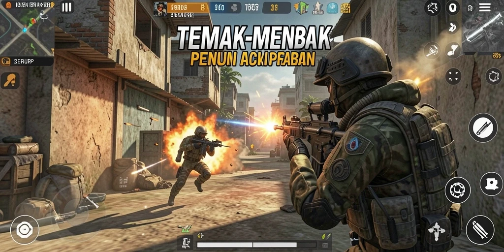 Tampilan gameplay SERURP dengan aksi tembak-menembak yang mendebarkan.