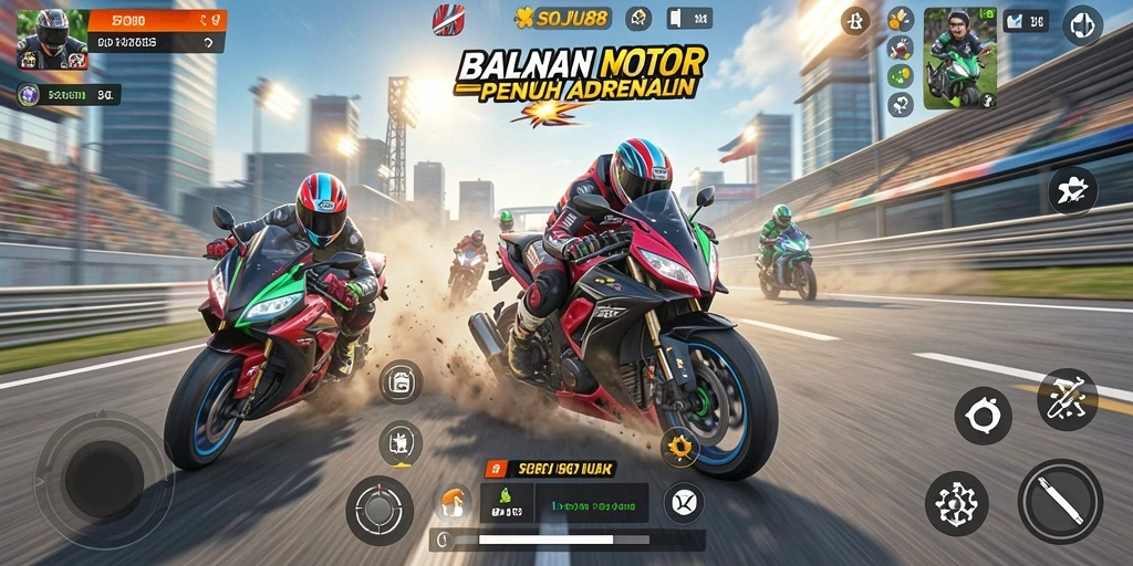 Gameplay balapan motor yang mendebarkan di SOJU88.