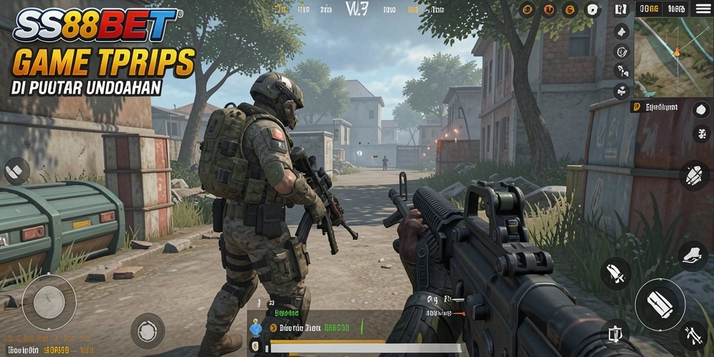 Screenshot gameplay SS88BET menampilkan aksi mendebarkan dalam mode TPS.