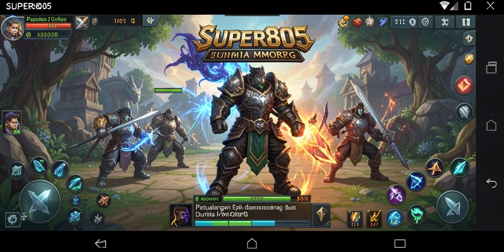 Tangkapan layar yang menampilkan pertarungan epik dalam <strong>SUPER805</strong>, memperlihatkan keindahan grafis permainan MMORPG.