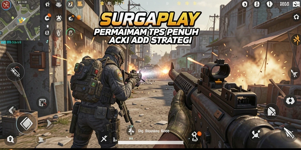 Tampilan menarik dari gameplay SURGAPLAY dengan aksi tembak-menembak.