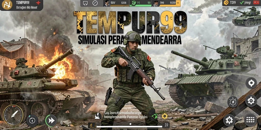 Tampilan aksi mendebarkan dalam gameplay TEMPUR99.