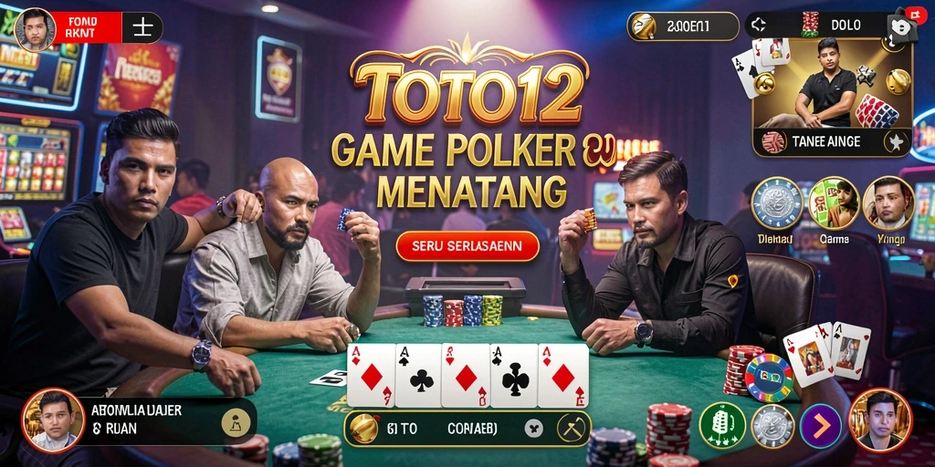 Tampilan gameplay seru TOTO12 dengan pemain berkompetisi di meja Poker.